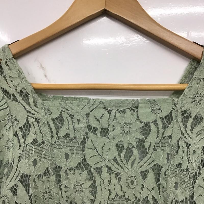 レイカズン Ray Cassin カットソー 長袖 512-136020 スクエアネック レース FREE レース柄 薄緑 / ライトグリーン /  レディース USED 古着 中古 10150820