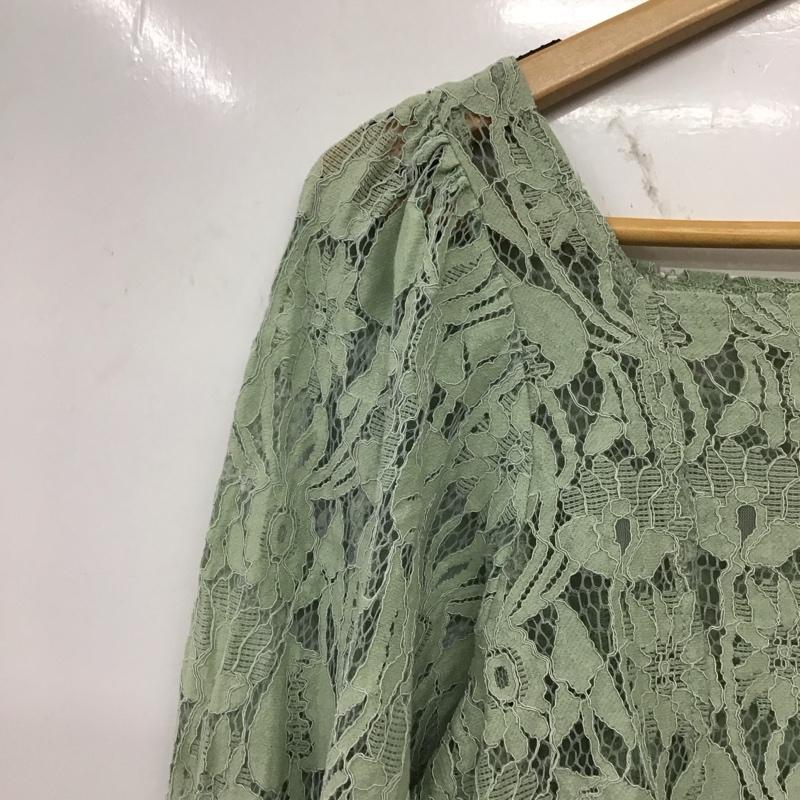 レイカズン Ray Cassin カットソー 長袖 512-136020 スクエアネック レース FREE レース柄 薄緑 / ライトグリーン /  レディース USED 古着 中古 10150820