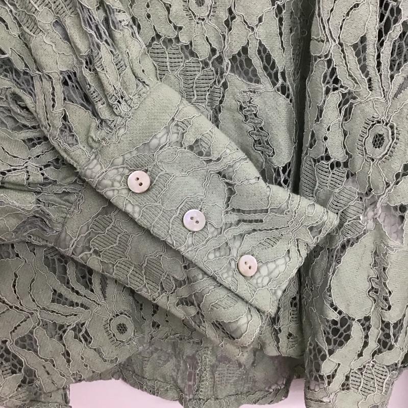 レイカズン Ray Cassin カットソー 長袖 512-136020 スクエアネック レース FREE レース柄 薄緑 / ライトグリーン /  レディース USED 古着 中古 10150820