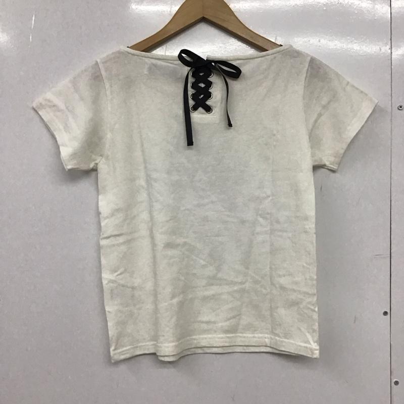ダズリン dazzlin Tシャツ 半袖 021652701101 バックレースアップ FREE ロゴ、文字 白 / ホワイト /  レディース USED 古着 中古 10150826
