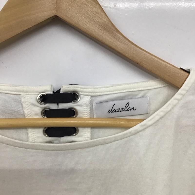 ダズリン dazzlin Tシャツ 半袖 021652701101 バックレースアップ FREE ロゴ、文字 白 / ホワイト /  レディース USED 古着 中古 10150826