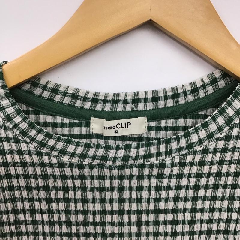 スタディオクリップ studio CLIP カットソー 半袖 M チェック 白 / ホワイト / X 緑 / グリーン /  レディース USED 古着 中古 10150855