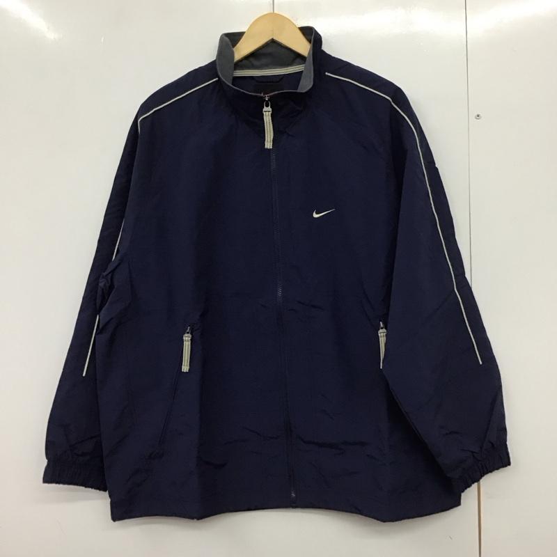 ナイキ NIKE ジャケット、上着 ジャンパー、ブルゾン ジップアップジャケット ナイロンジャケット アウター L ロゴ、文字 紺 / ネイビー /  メンズ USED 古着 中古 10150874