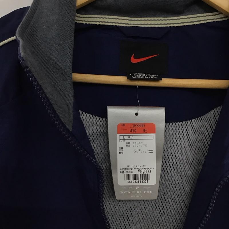 ナイキ NIKE ジャケット、上着 ジャンパー、ブルゾン ジップアップジャケット ナイロンジャケット アウター L ロゴ、文字 紺 / ネイビー /  メンズ USED 古着 中古 10150874
