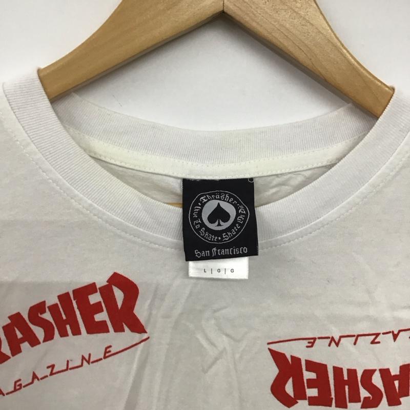 スラッシャー THRASHER Tシャツ 半袖 半袖カットソー プリントTシャツ クルーネックカットソー L プリント 白 / ホワイト /  メンズ USED 古着 中古 10150883