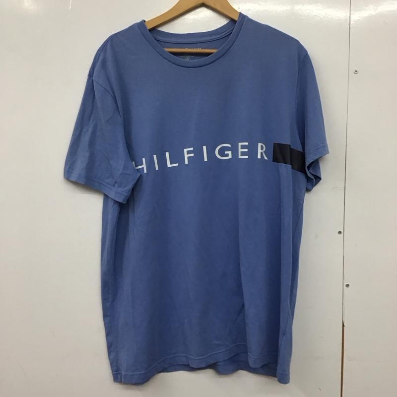 トミーヒルフィガー TOMMY HILFIGER Tシャツ 半袖 半袖カットソー プリントTシャツ クルーネックカットソー L ロゴ、文字 水色 / ライトブルー /  メンズ USED 古着 中古 10150892