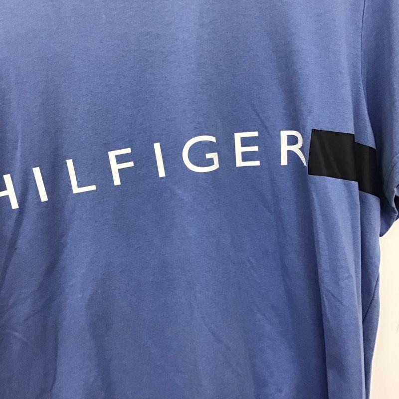 トミーヒルフィガー TOMMY HILFIGER Tシャツ 半袖 半袖カットソー プリントTシャツ クルーネックカットソー L ロゴ、文字 水色 / ライトブルー /  メンズ USED 古着 中古 10150892