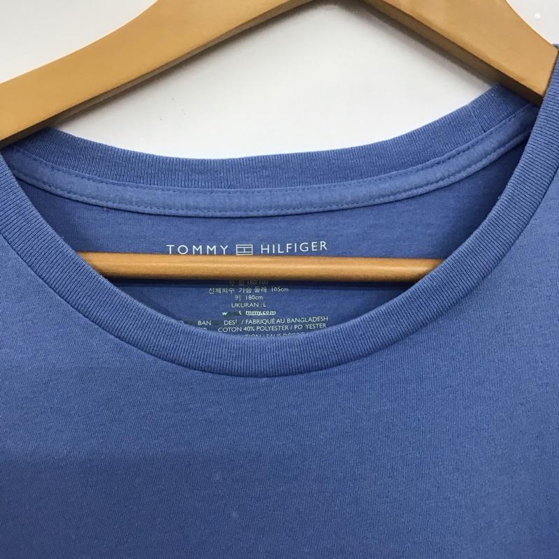 トミーヒルフィガー TOMMY HILFIGER Tシャツ 半袖 半袖カットソー プリントTシャツ クルーネックカットソー L ロゴ、文字 水色 / ライトブルー /  メンズ USED 古着 中古 10150892