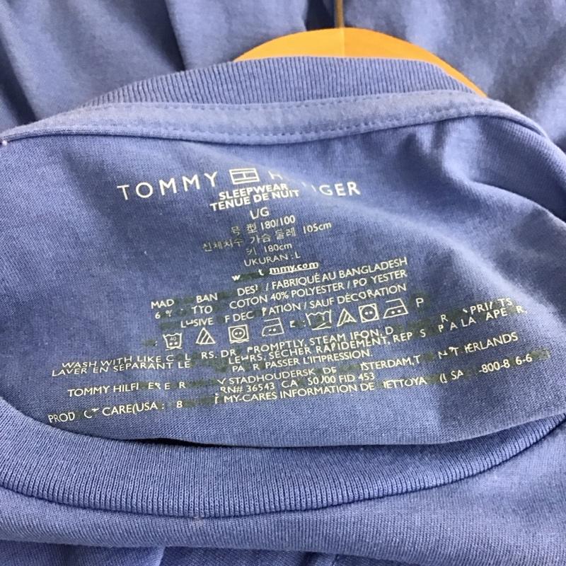 トミーヒルフィガー TOMMY HILFIGER Tシャツ 半袖 半袖カットソー プリントTシャツ クルーネックカットソー L ロゴ、文字 水色 / ライトブルー /  メンズ USED 古着 中古 10150892