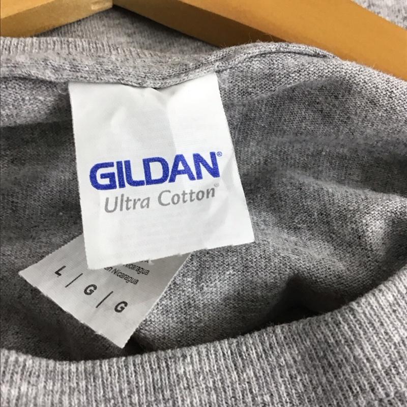ギルダン GILDAN Tシャツ 半袖 半袖カットソー プリントTシャツ クルーネックカットソー L ロゴ、文字 灰 / グレー /  メンズ USED 古着 中古 10150893