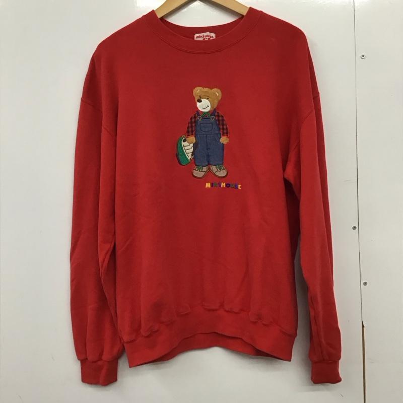 ミキハウス MIKIHOUSE トレーナー 長袖 長袖トレーナー スウェット クルーネック プルオーバー M ロゴ、文字 赤 / レッド /  メンズ USED 古着 中古 10150898