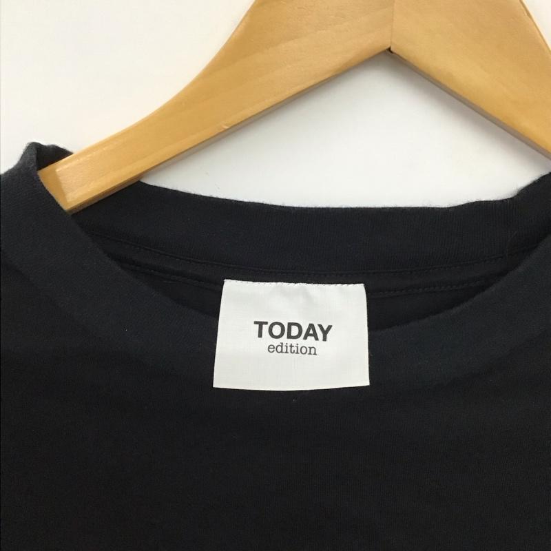 トゥデイエディション TODAY edition Tシャツ 半袖 半袖カットソー プリントTシャツ クルーネックカットソー XL ロゴ、文字 黒 / ブラック /  メンズ USED 古着 中古 10150900
