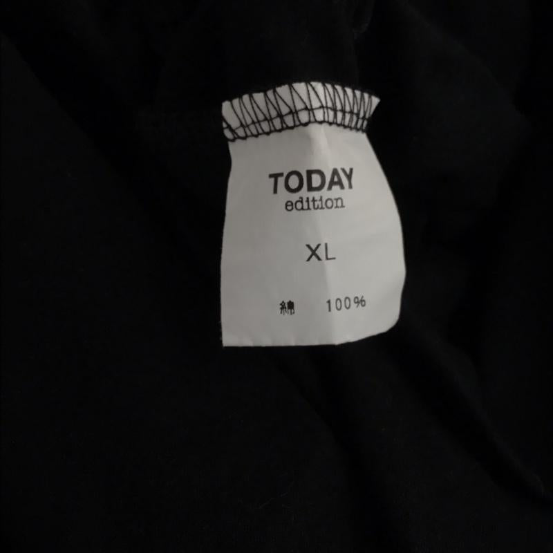 トゥデイエディション TODAY edition Tシャツ 半袖 半袖カットソー プリントTシャツ クルーネックカットソー XL ロゴ、文字 黒 / ブラック /  メンズ USED 古着 中古 10150900