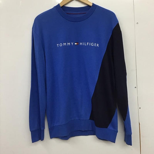 トミーヒルフィガー TOMMY HILFIGER カットソー 長袖 長袖カットソー プリントカットソー クルーネック M ロゴ、文字 青 / ブルー / X 紺 / ネイビー /  メンズ USED 古着 中古 10150902
