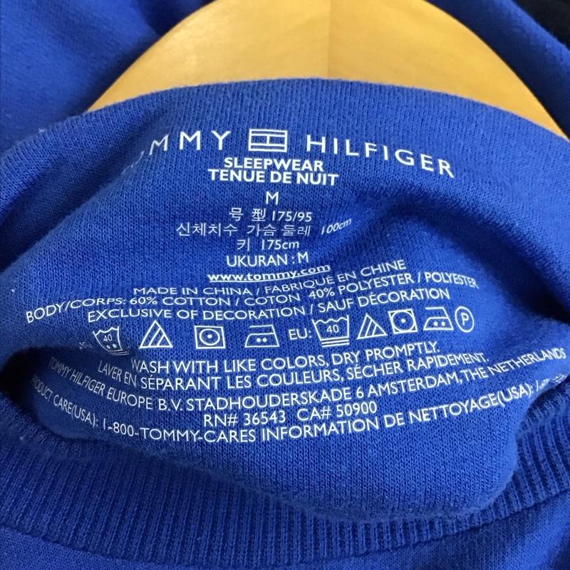 トミーヒルフィガー TOMMY HILFIGER カットソー 長袖 長袖カットソー プリントカットソー クルーネック M ロゴ、文字 青 / ブルー / X 紺 / ネイビー /  メンズ USED 古着 中古 10150902