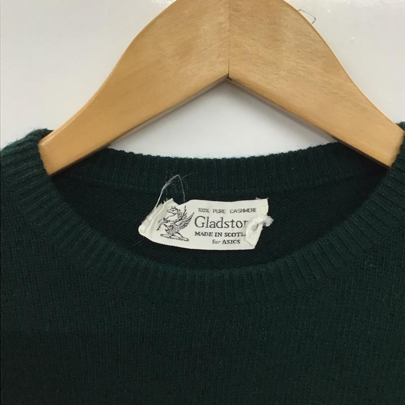 古着 USED ニット、セーター 長袖 長袖ニットカットソー クルーネック セーター LL ロゴ、文字 緑 / グリーン /  メンズ USED 古着 中古 10150903