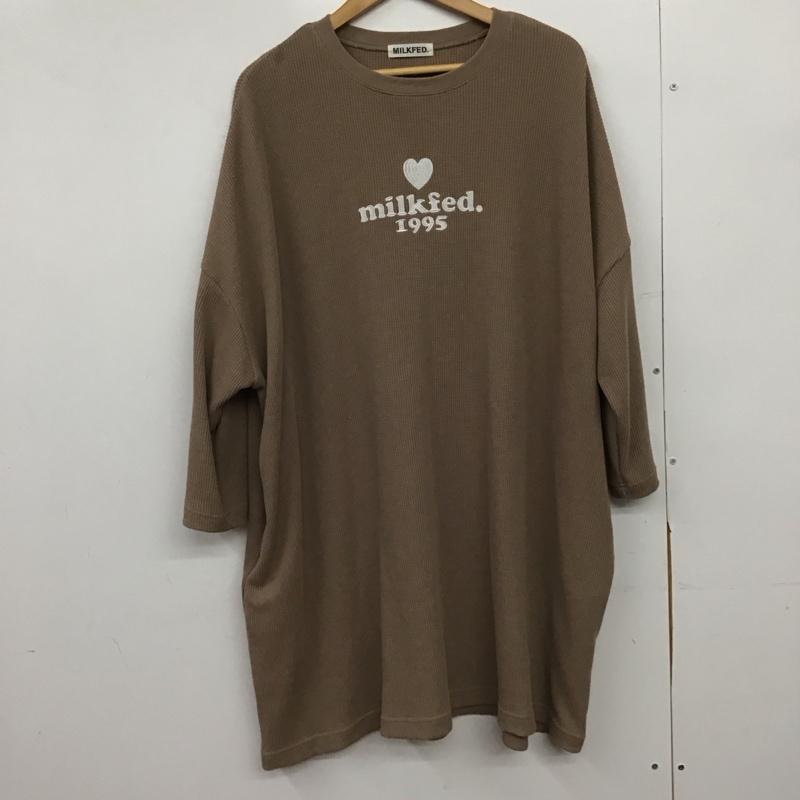 ミルクフェド MILKFED. ワンピース ひざ丈スカート 103211041024 ONE SIZE 無地 X ロゴ、文字 ベージュ / ベージュ /  レディース USED 古着 中古 10150998