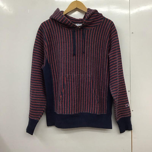 チャンピオン Champion パーカー 長袖 長袖パーカー プルオーバーパーカー スウェット M ストライプ 赤 / レッド / X 紺 / ネイビー /  メンズ USED 古着 中古 10151016