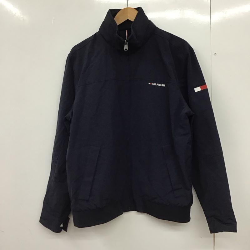 トミーヒルフィガー TOMMY HILFIGER ジャケット、上着 ジャンパー、ブルゾン ジップアップジャケット ナイロンジャケット アウター スタンドカラー XL ロゴ、文字 紺 / ネイビー /  メンズ USED 古着 中古 10151019