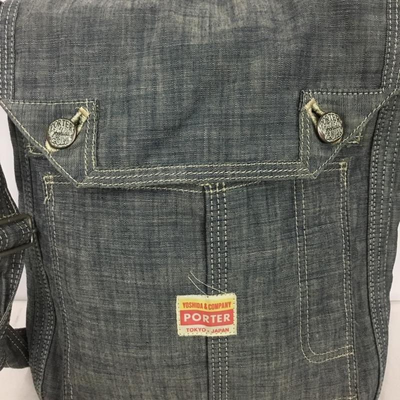 ポーター PORTER ショルダーバッグ ショルダーバッグ リバーシブル 70周年 デニム シャンブレー ロゴ、文字 青 / ブルー /  メンズ USED 古着 中古 10151061
