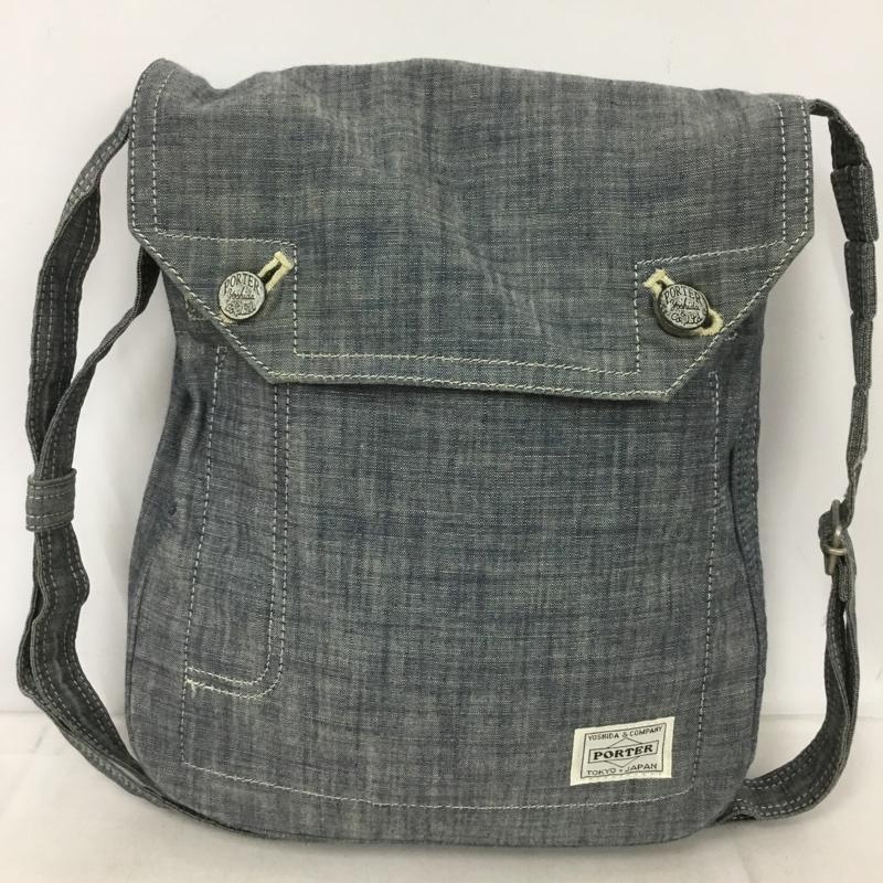 ポーター PORTER ショルダーバッグ ショルダーバッグ リバーシブル 70周年 デニム シャンブレー ロゴ、文字 青 / ブルー /  メンズ USED 古着 中古 10151061