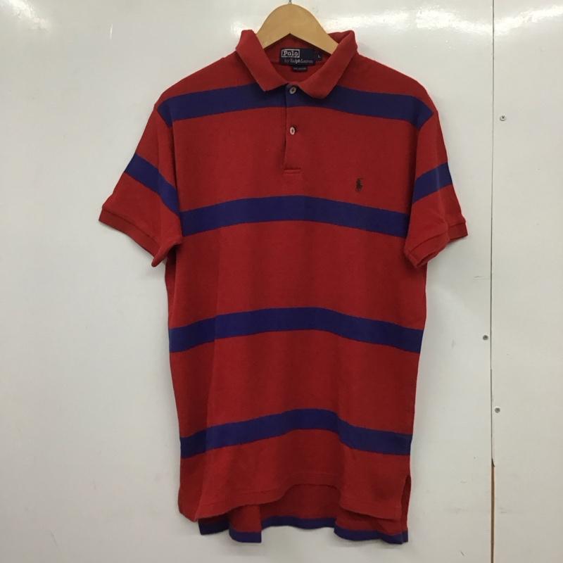 ポロバイラルフローレン Polo by RALPH LAUREN ポロシャツ 半袖 半袖ポロシャツ カラーシャツ 半袖カットソー L ボーダー柄 赤 / レッド / X 青 / ブルー /  メンズ USED 古着 中古 10151127