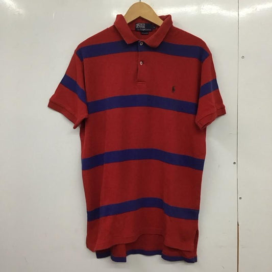ポロバイラルフローレン Polo by RALPH LAUREN ポロシャツ 半袖 半袖ポロシャツ カラーシャツ 半袖カットソー L ボーダー柄 赤 / レッド / X 青 / ブルー /  メンズ USED 古着 中古 10151127