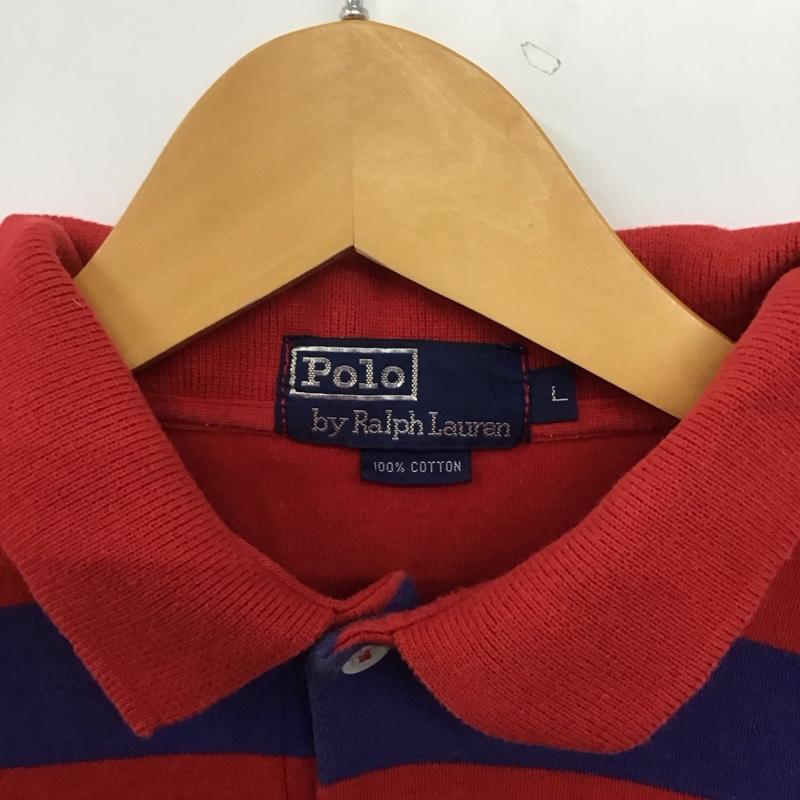 ポロバイラルフローレン Polo by RALPH LAUREN ポロシャツ 半袖 半袖ポロシャツ カラーシャツ 半袖カットソー L ボーダー柄 赤 / レッド / X 青 / ブルー /  メンズ USED 古着 中古 10151127