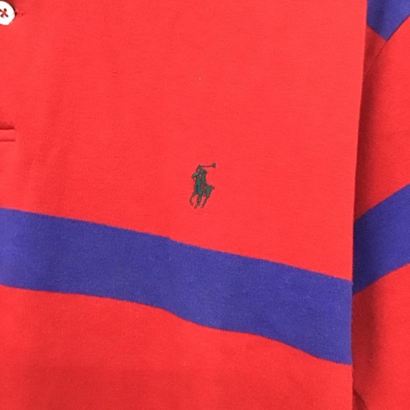 ポロバイラルフローレン Polo by RALPH LAUREN ポロシャツ 半袖 半袖ポロシャツ カラーシャツ 半袖カットソー L ボーダー柄 赤 / レッド / X 青 / ブルー /  メンズ USED 古着 中古 10151127