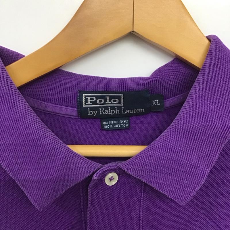 ポロバイラルフローレン Polo by RALPH LAUREN ポロシャツ 半袖 半袖ポロシャツ カラーシャツ 半袖カットソー XL ロゴ、文字 紫 / パープル /  メンズ USED 古着 中古 10151128