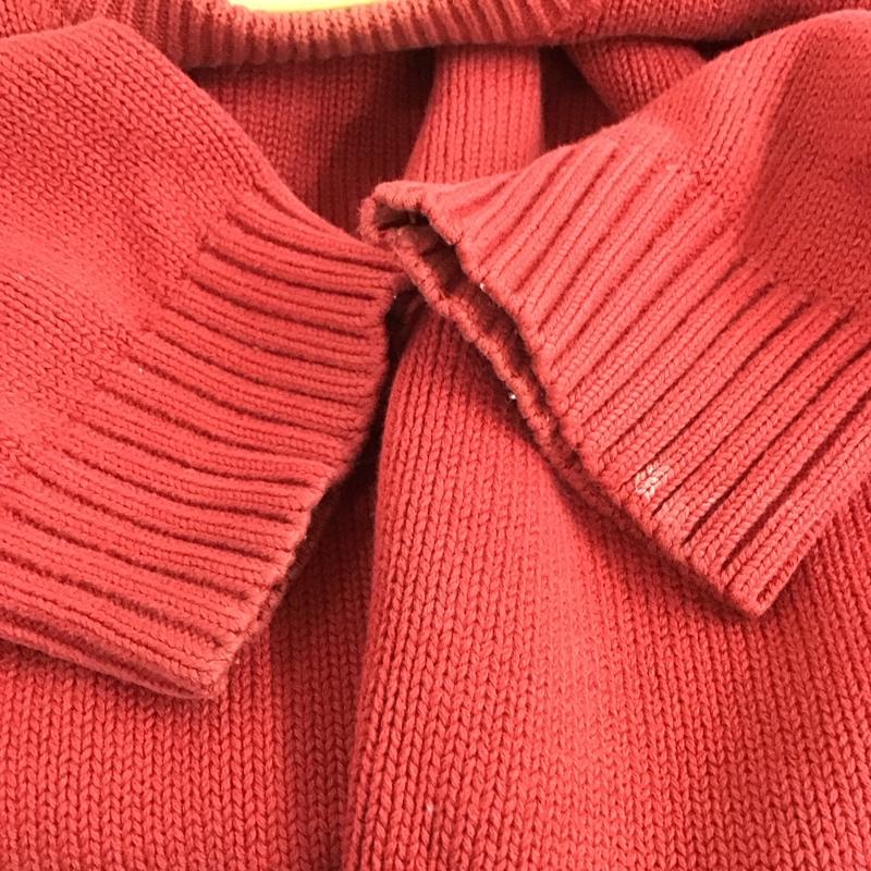トミーヒルフィガー TOMMY HILFIGER ニット、セーター 長袖 長袖ニットカットソー クルーネック セーター XL ロゴ、文字 赤 / レッド /  メンズ USED 古着 中古 10151130