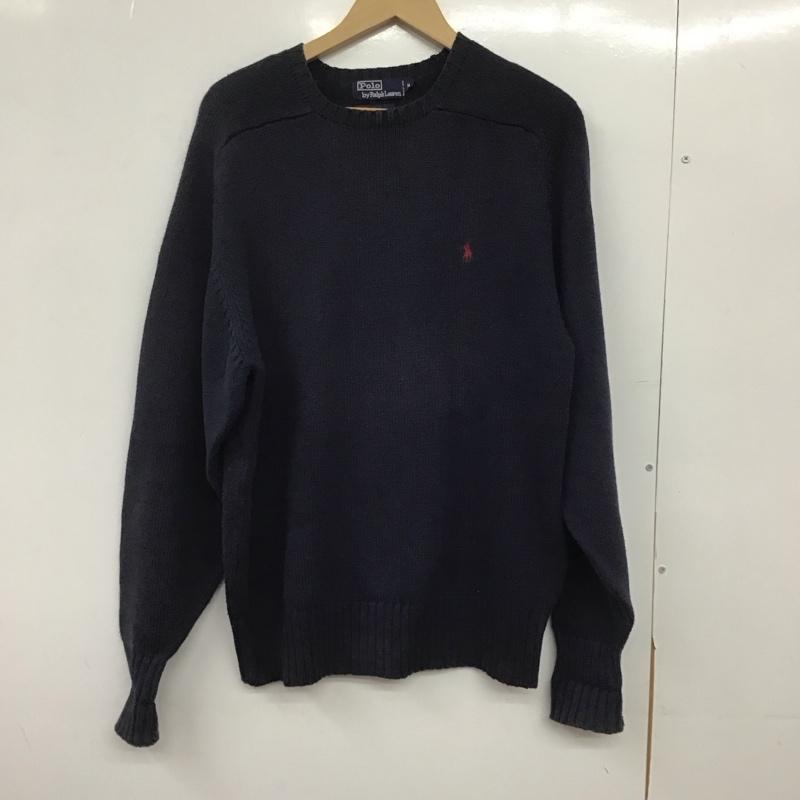 ポロバイラルフローレン Polo by RALPH LAUREN ニット、セーター 長袖 長袖ニットカットソー クルーネック セーター M ロゴ、文字 紺 / ネイビー /  メンズ USED 古着 中古 10151140