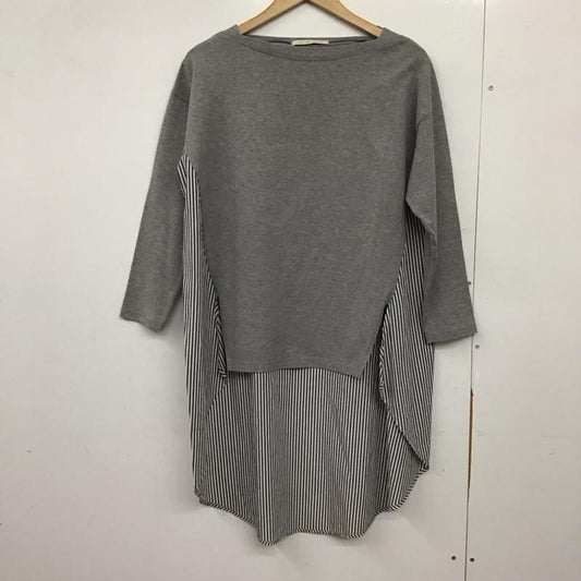 ルカ/レディラックルカ LUCA/LADY LUCK LUCA カットソー 長袖 無地 X ストライプ 灰 / グレー / gray レディース USED 古着 中古 10151162