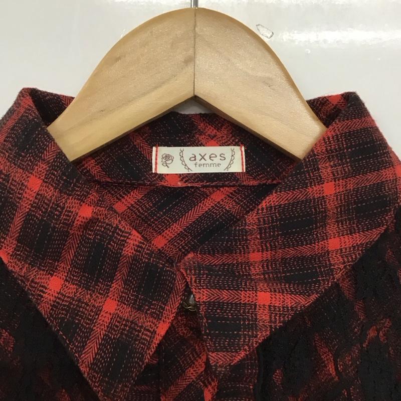 アクシーズファム axes femme ワンピース ひざ丈スカート M 無地 X チェック 赤 / レッド / X 黒 / ブラック /  レディース USED 古着 中古 10151166