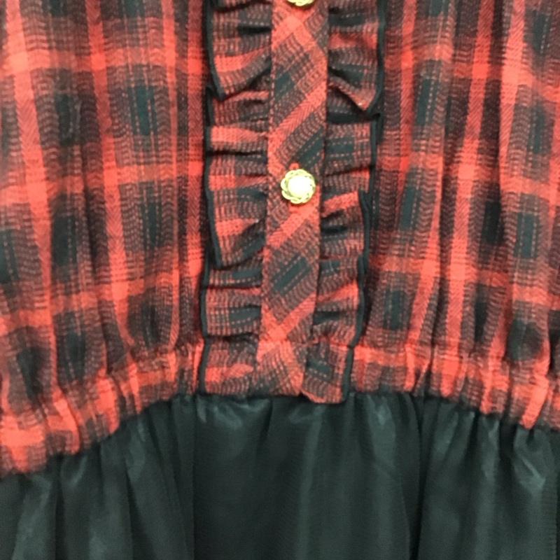 アクシーズファム axes femme ワンピース ひざ丈スカート M 無地 X チェック 赤 / レッド / X 黒 / ブラック /  レディース USED 古着 中古 10151166