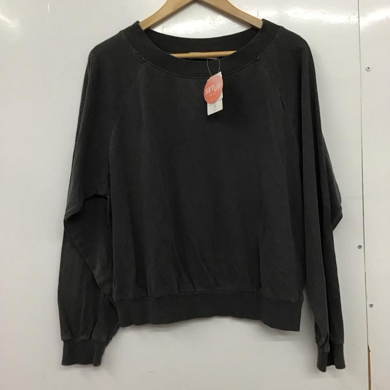 ショコラ フィネ ローブ chocol raffine robe カットソー 長袖 ピグメントボートネックプルオーバー タグ付 FREE 無地 チャコールグレー / チャコールグレー /  レディース USED 古着 中古 10151194