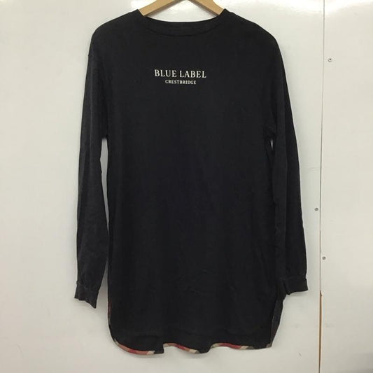 ブルーレーベル・クレストブリッジ BLUE LABEL CRESTBRIDGE カットソー 長袖 38 ロゴ、文字 X プリント 黒 / ブラック /  レディース USED 古着 中古 10151200