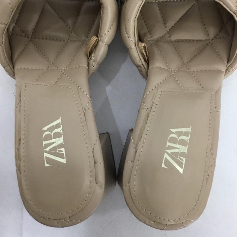 ザラ ZARA ミュール ミュール 2309 810 098 キルティング サンダル EU38 無地 ベージュ / ベージュ /  レディース USED 古着 中古 10151214