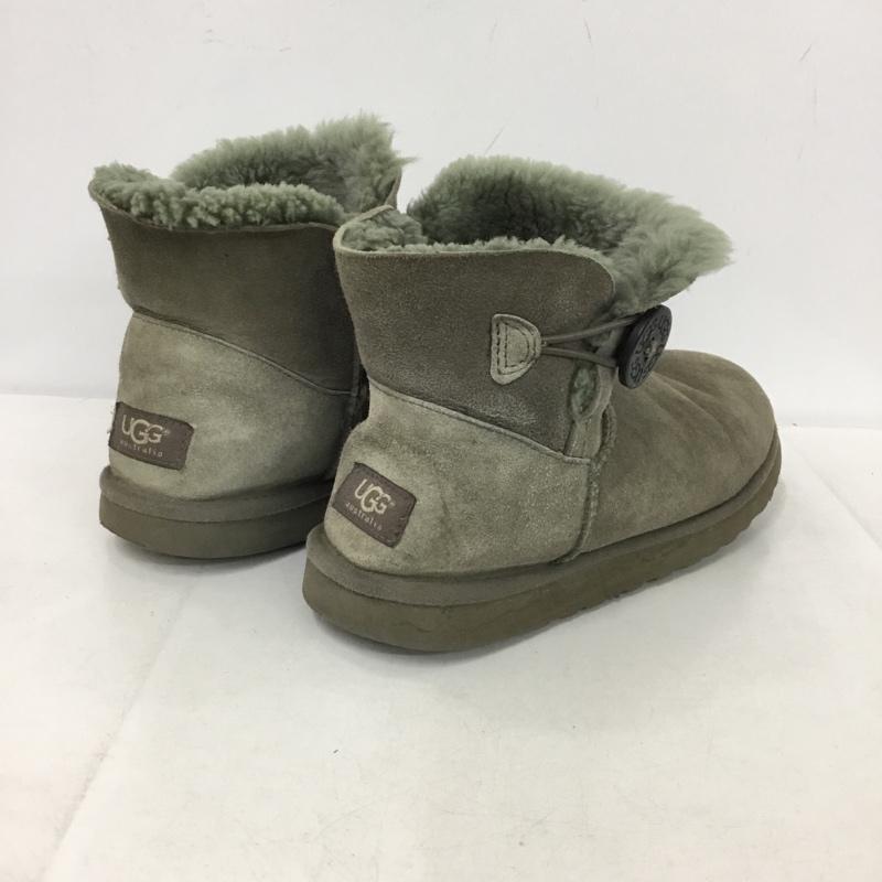 アグ UGG ブーツ ショートブーツ 3352 ムートンブーツ MINI BAILEY BUTTON 24cm 24.0cm ロゴ、文字 カーキ / カーキ /  レディース USED 古着 中古 10151218