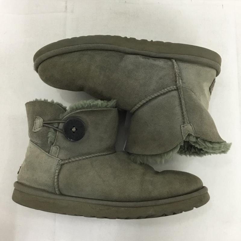 アグ UGG ブーツ ショートブーツ 3352 ムートンブーツ MINI BAILEY BUTTON 24cm 24.0cm ロゴ、文字 カーキ / カーキ /  レディース USED 古着 中古 10151218