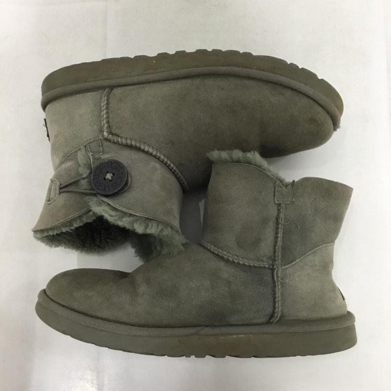 アグ UGG ブーツ ショートブーツ 3352 ムートンブーツ MINI BAILEY BUTTON 24cm 24.0cm ロゴ、文字 カーキ / カーキ /  レディース USED 古着 中古 10151218