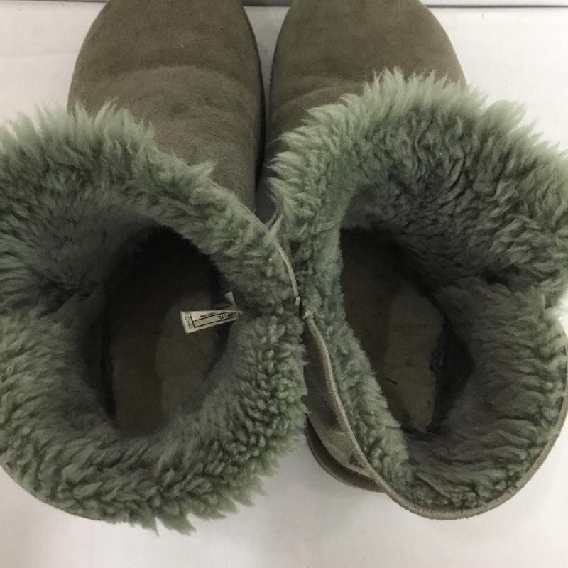 アグ UGG ブーツ ショートブーツ 3352 ムートンブーツ MINI BAILEY BUTTON 24cm 24.0cm ロゴ、文字 カーキ / カーキ /  レディース USED 古着 中古 10151218