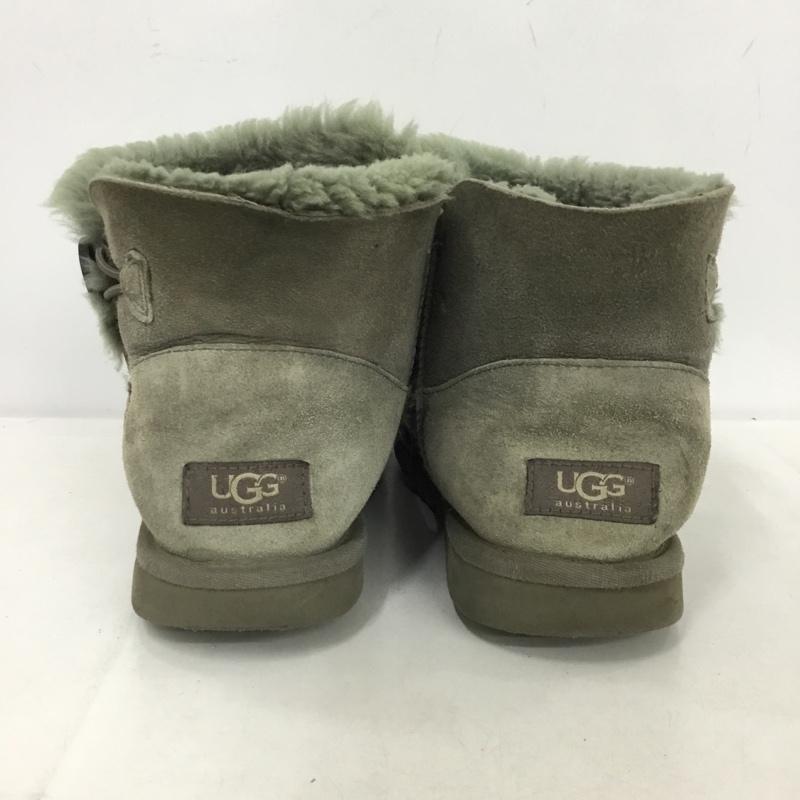アグ UGG ブーツ ショートブーツ 3352 ムートンブーツ MINI BAILEY BUTTON 24cm 24.0cm ロゴ、文字 カーキ / カーキ /  レディース USED 古着 中古 10151218