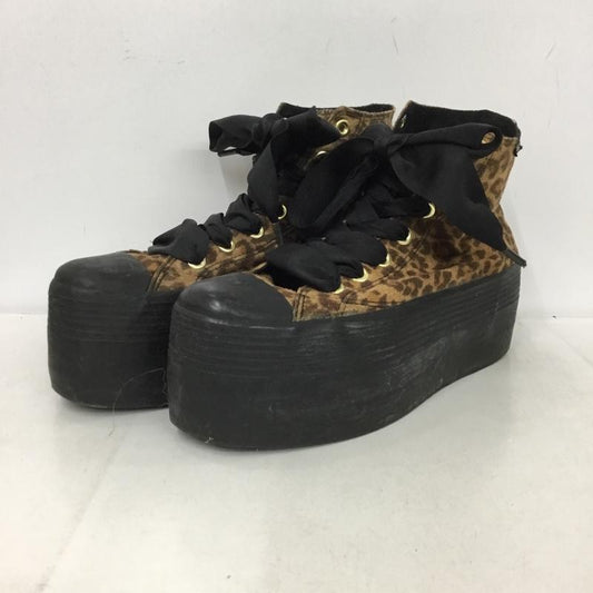 バンズ VANS スニーカー スニーカー V66VIVI 厚底スニーカー リボン ViVi 24.5cm ハイカット 24.5cm ヒョウ柄・レオパード柄 茶 / ブラウン / X 黒 / ブラック /  レディース USED 古着 中古 10151219