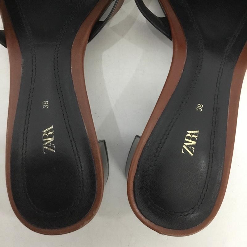 ザラ ZARA サンダル サンダル 1310 110 105 ミュール スクエアトゥ EU38 無地 茶 / ブラウン /  レディース USED 古着 中古 10151221