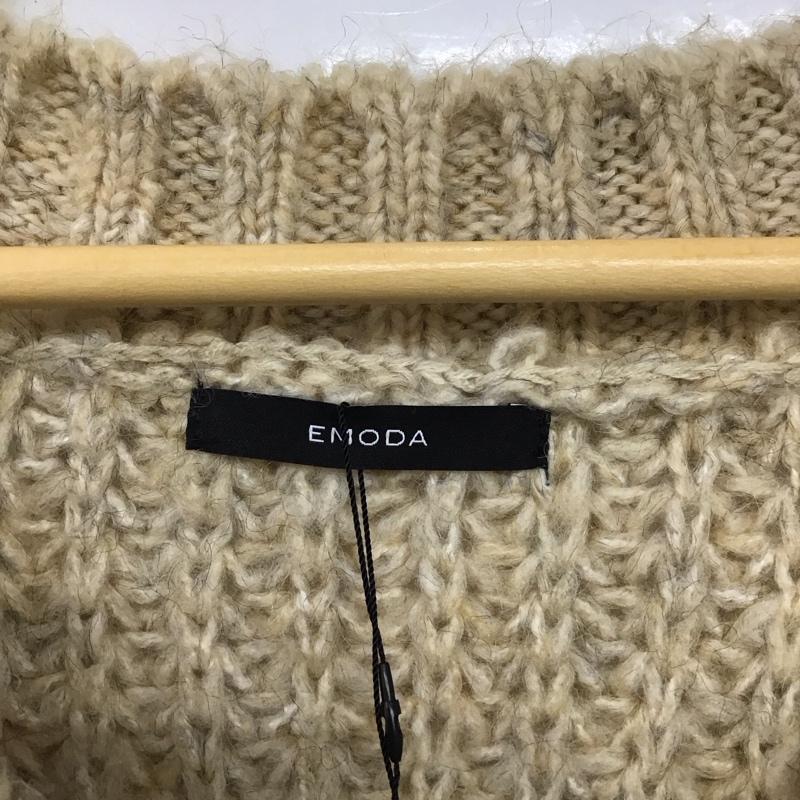 エモダ EMODA ニット、セーター 長袖 042352631301 バルキールーズVニット タグ付 FREE 無地 ベージュ / ベージュ /  レディース USED 古着 中古 10151244