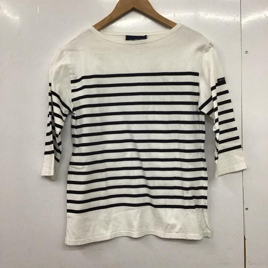 セントジェームス SAINT JAMES Tシャツ 七分袖 ボーダー柄 白 / ホワイト / X 黒 / ブラック /  レディース USED 古着 中古 10151248