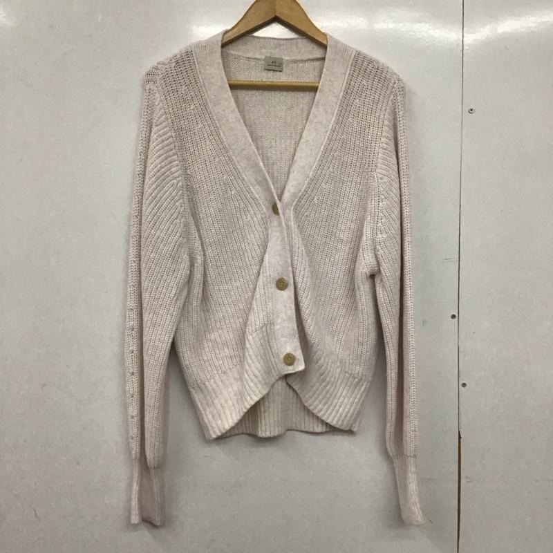 グリーンレーベルリラクシング green label relaxing カーディガン 長袖 3628-136-0854 ミックスカラーアゼVネック 無地 桃 / ピンク /  レディース USED 古着 中古 10151261