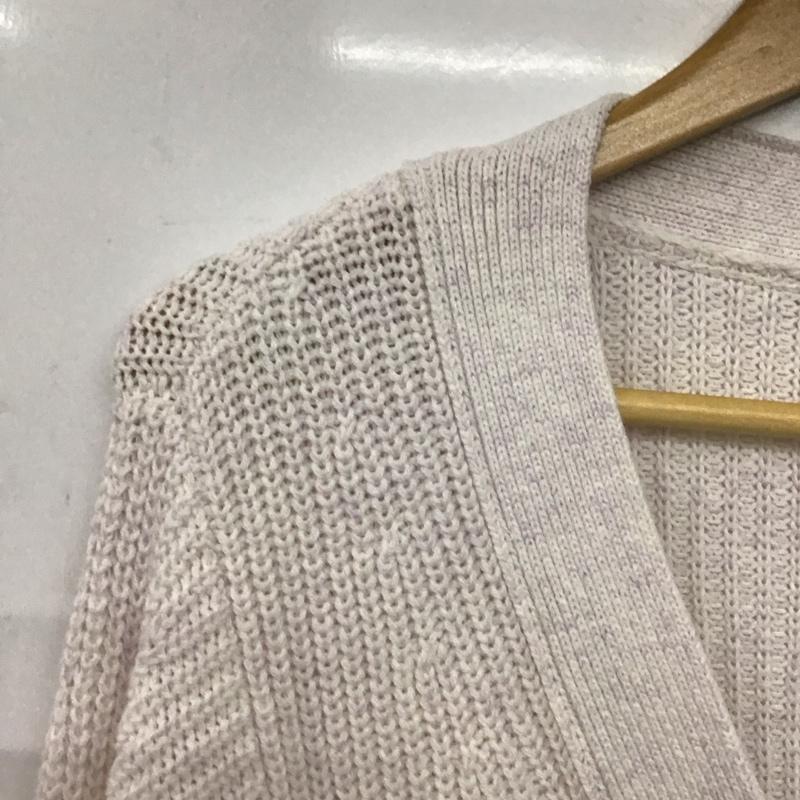 グリーンレーベルリラクシング green label relaxing カーディガン 長袖 3628-136-0854 ミックスカラーアゼVネック 無地 桃 / ピンク /  レディース USED 古着 中古 10151261