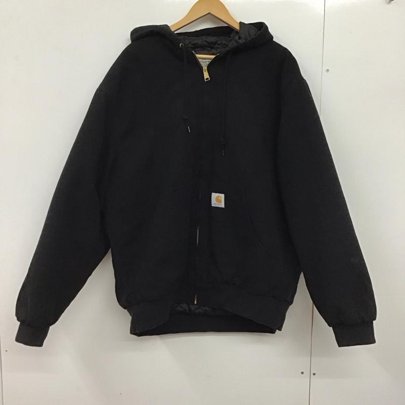カーハート Carhartt ジャケット、上着 ジャンパー、ブルゾン ジップアップジャケット アウター 古着 XXL ロゴ、文字 黒 / ブラック /  メンズ USED 古着 中古 10151330